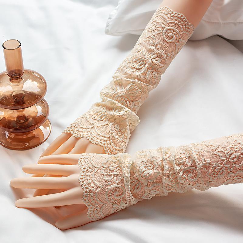 Μακριά Δαντελωτά Μανίκια για Γυναίκες, Αντηλιακά Μανίκια για τον Αγκώνα για Οδήγηση, Ψεύτικα Μανίκια