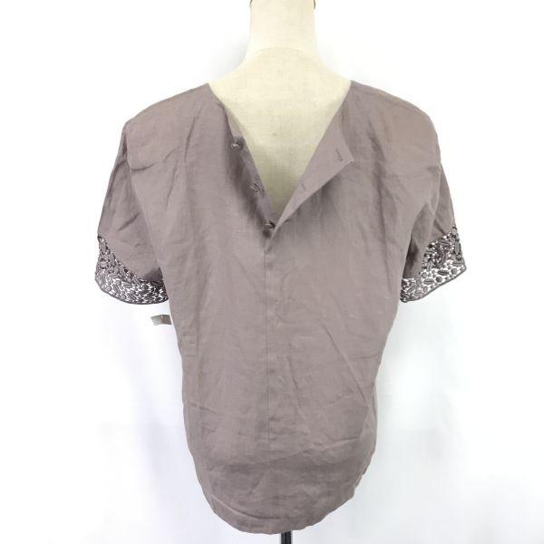 Chalet Blanc vintage linen short sleeve blouse women's L beige(USED)