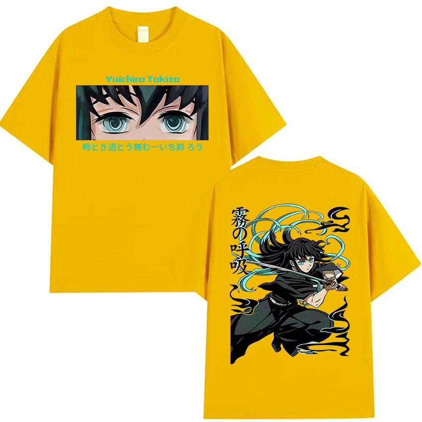 Anime Muichiro Tokito Graphic T Shirt Mens Women Clothing Summer O-Neck T-Shirt Y2K Vintage Oversized Cotton T Shirts Streetwear