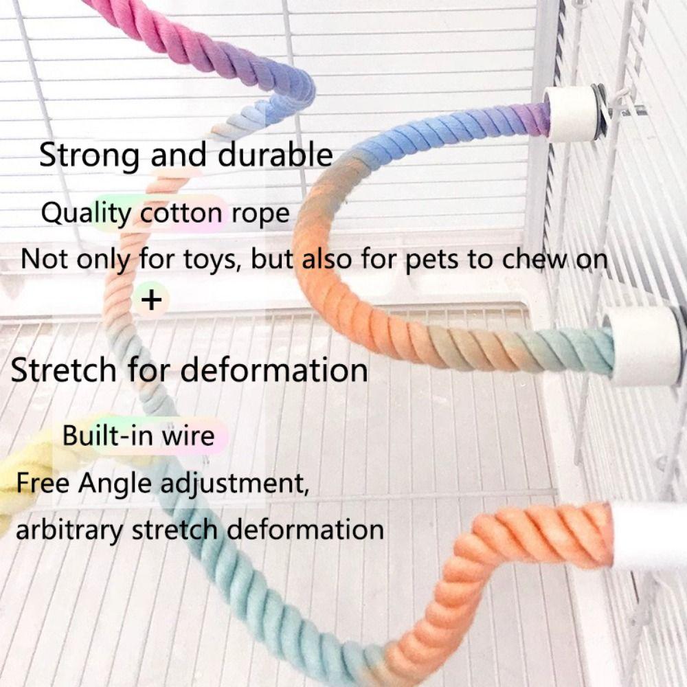 Screw Head Colored Cotton Parrot Pole Sturdy Hanging Clip Parrot Standing Woven Rope Rotating Easy To Install