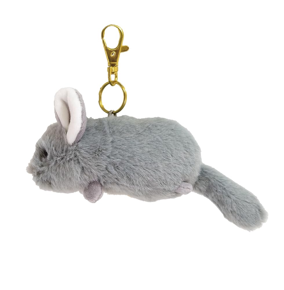 SunLemon Babydjur Nyckelring, Chinchilla, GY, 7 x 15 x 10 cm, Plyschnyckelring, Sött Babydjur, Fluffig, Djur, Plyschleksak, Plyschfotografi, P-1643
