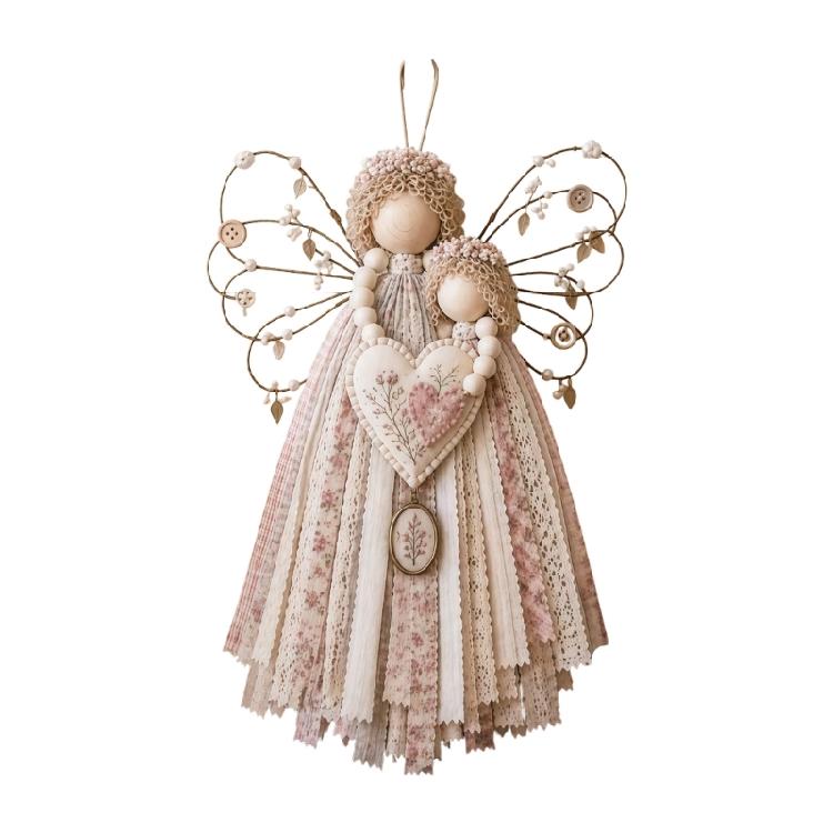 Angel Hanging Display Set for Indoor Rooms, Fabric Body Panels, Wire Outline and Hanging Cord Included for Use