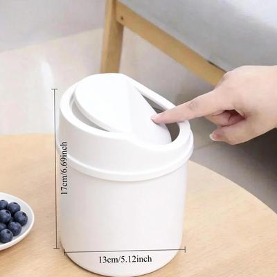 Mini Desktop Bin Small Trash Can Tube with Cover Bedroom Trash Can Garbage Can Clean Workspace Storage Box Home Desk