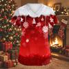 Women's Fashion Christmas Print V-Neck Short Sleeve Caregiver Work Top with Pockets