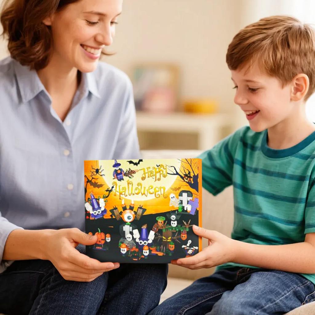 Halloween Advent Calendar For Kids, 31 Days Halloween Countdown Calendar With Building Block Set Gifts For Kids Teens Boys Girls