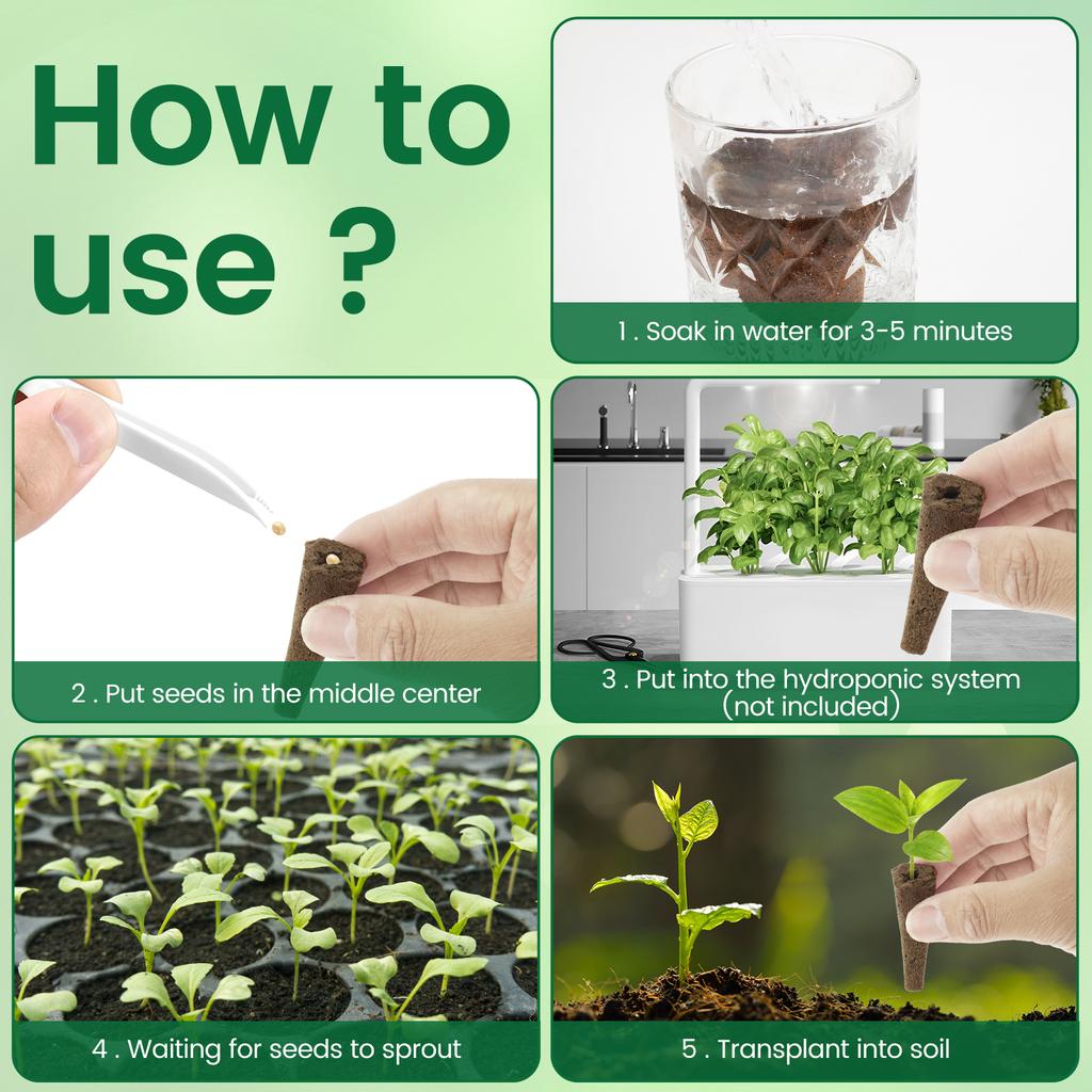 50/100Pcs Seed Grow Sponges Hydroponic Pods Kit with Plant Labels Replacement Root Garden Plant Nutrients Growing Planting