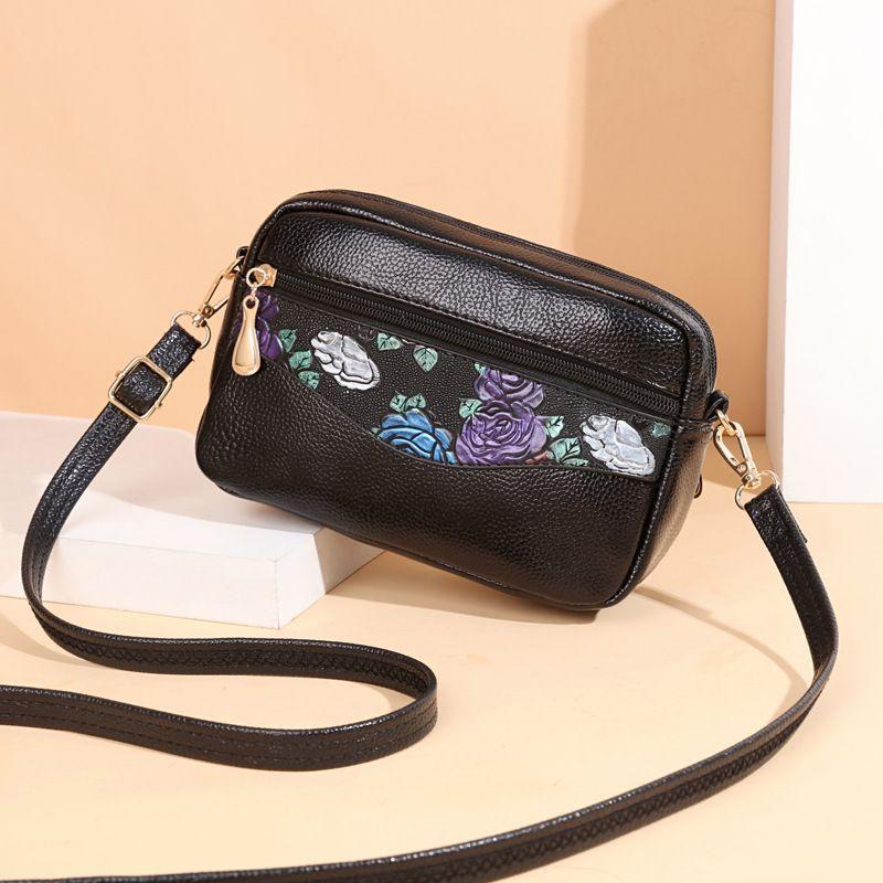 Bestickte Umhängetasche Damen Kleine Tasche Mutter Umhängetasche Handytasche Kleine Runde Tasche Damen Geldbörse