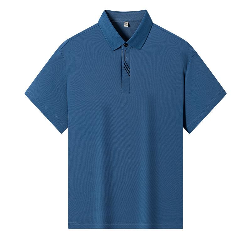 Men's White Ice Silk Short Sleeve Polo Shirt - Striped Placket Casual Business Formal Summer Top