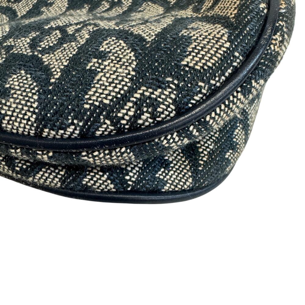 Dior Trotter Canvas Saddle Shoulder Bag Navy Canvas Used