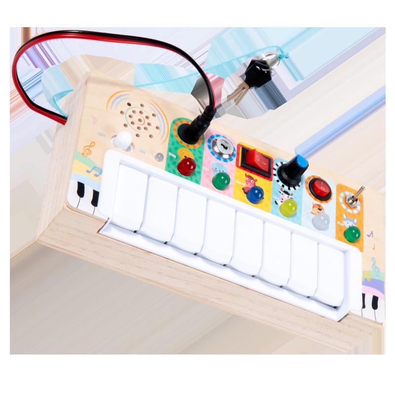 Wooden Electronic Organ Switch Light Socket Electronic Light Busy Board Physics Early Education Hands-On Brain Children Educational Toys