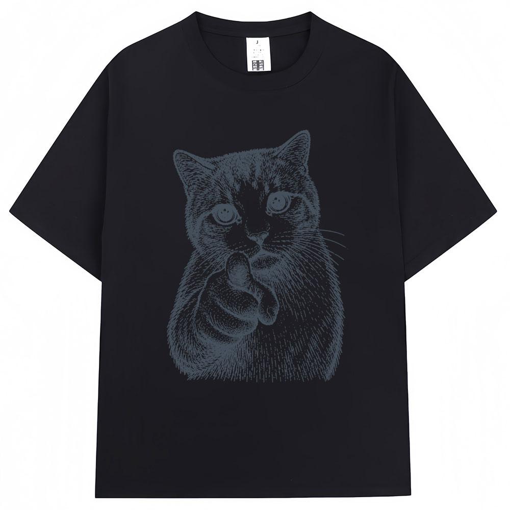 Guide Cat Fashion Round Neck Pure Printed Unisexs And Unisexs Short Sleeved Summer New Personalized Casual Tshirt