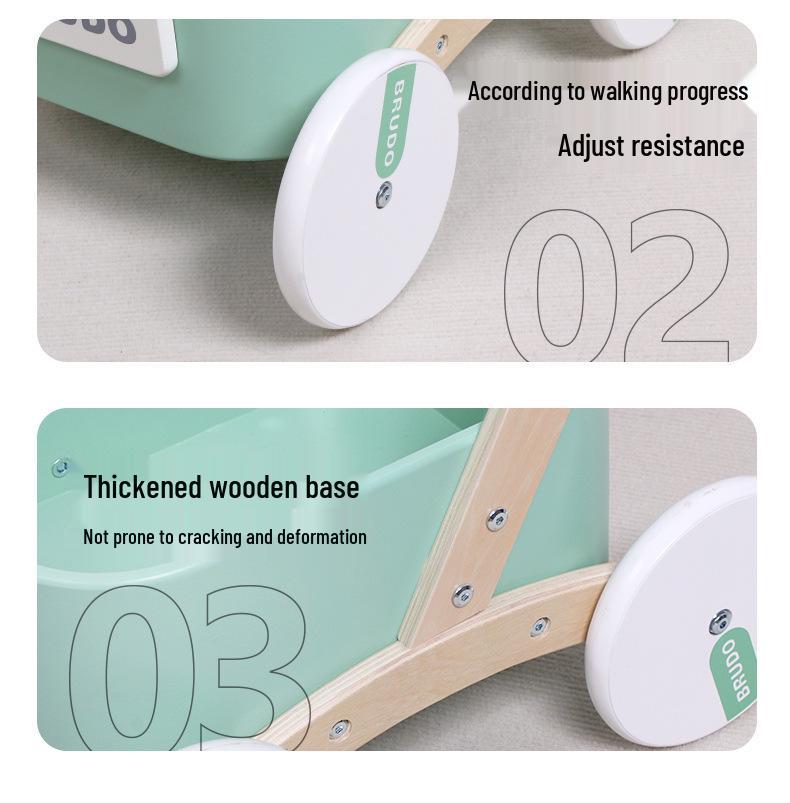 Wooden Baby Walker: Multifunctional Learning Trolley & Push Cart Toy
