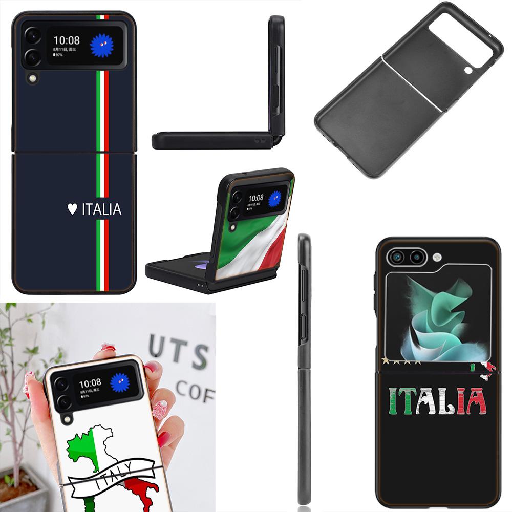 Italy Flag Coque Case For Samsung Galaxy Z Flip 7 6 Flip4 Flip5 Zflip3 Black Hard PC Phone Shell Protective Cover