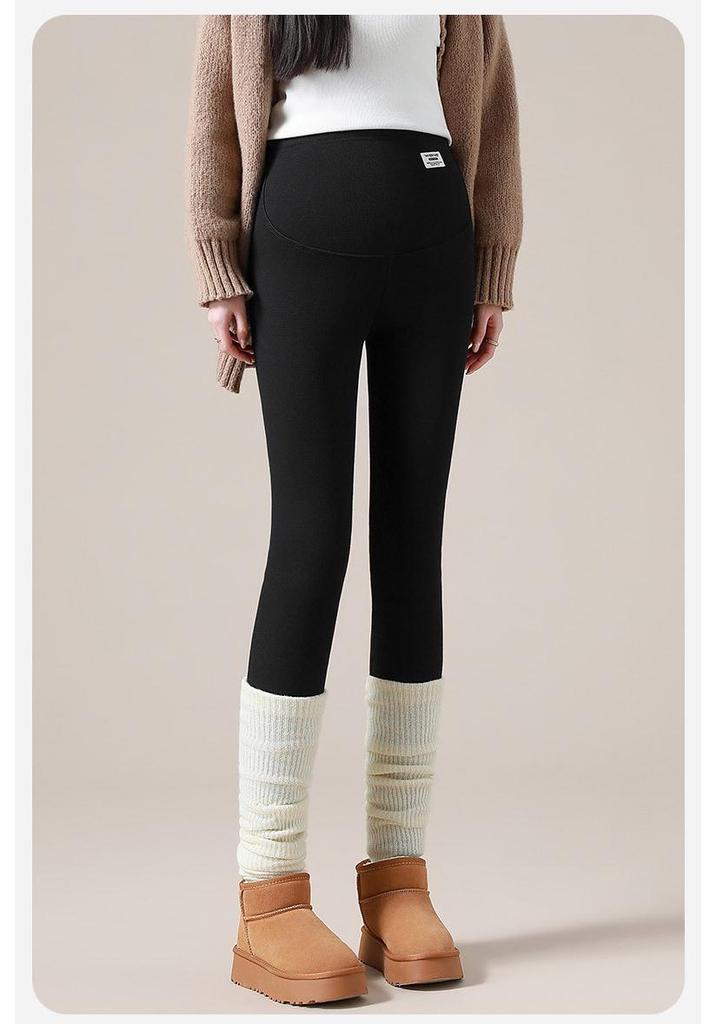 2025 Women's Plus Size Winter Maternity Leggings with Fleece Lining