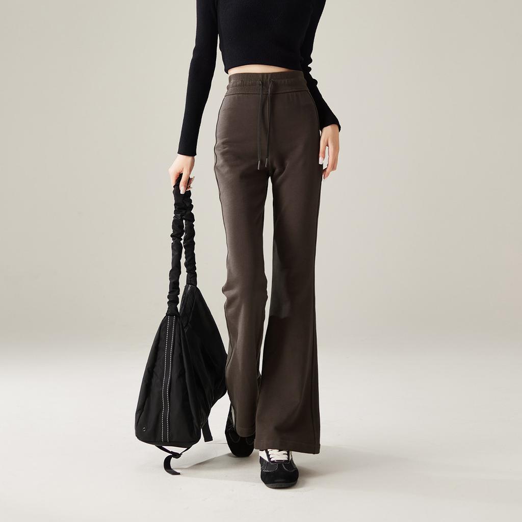 Elastic waistband tied elastic sports flared pants for women in autumn 2025, fashionable and versatile casual pants