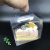 Cheese Mousse square plastic box Cupcake transparent cake case with Handle Wedding Favors Packaging casket baking accessories