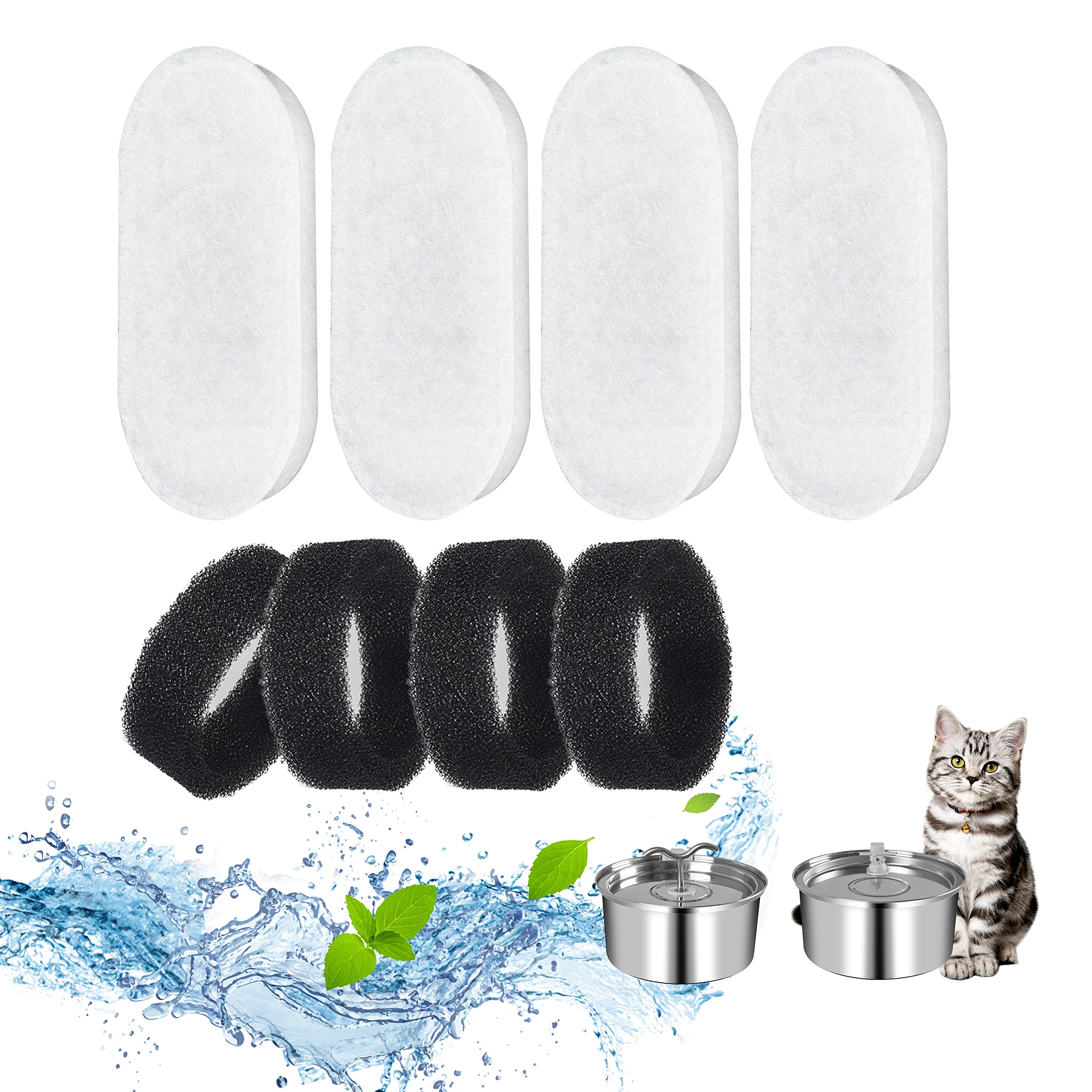 

Cat Water Fountain Filter, 4 Pcs Set cat Fountain Filter Replacement for Automatic Pet Cats Water Fountain Compatible Dispenser