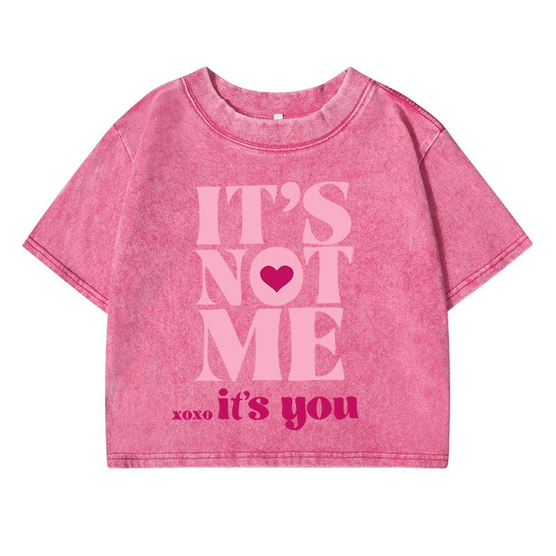 

It S Not Meprinting Women Washed Short Clothing Breathable Summer T-Shirt Street Tops Midriff-Baring O-Neck Short Sleeve M