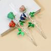 Wholesale Natural Crystal Rose Double Head Flower Carving Healing Stone Hairpin for Women Hair Accessorie