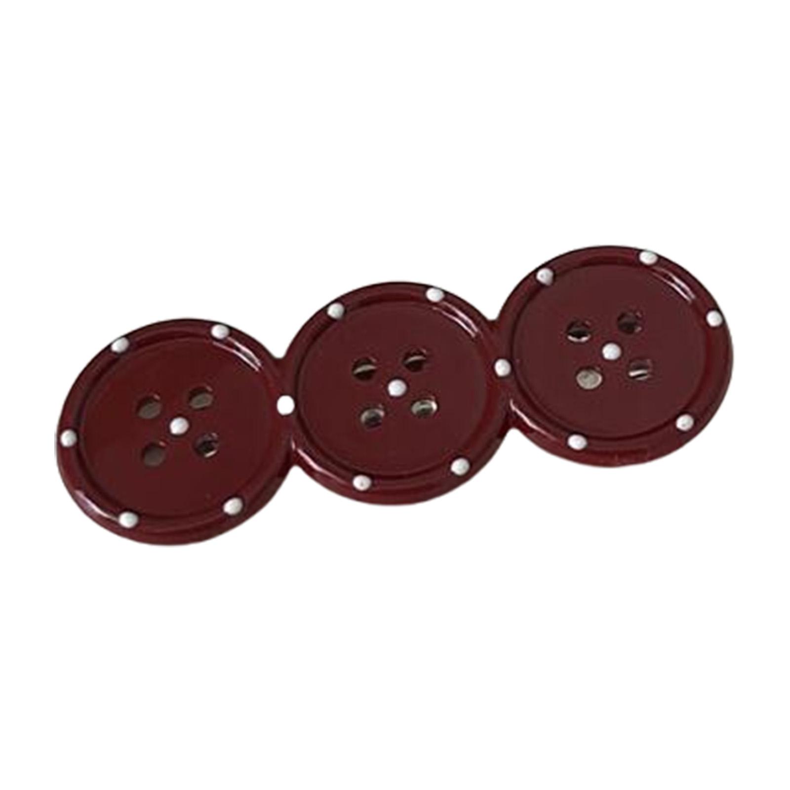 

Multipurpose Hair Accessories Triple Dots With Button Detail Strong Duckbills Clip Women Girls Party Daily Use червоний
