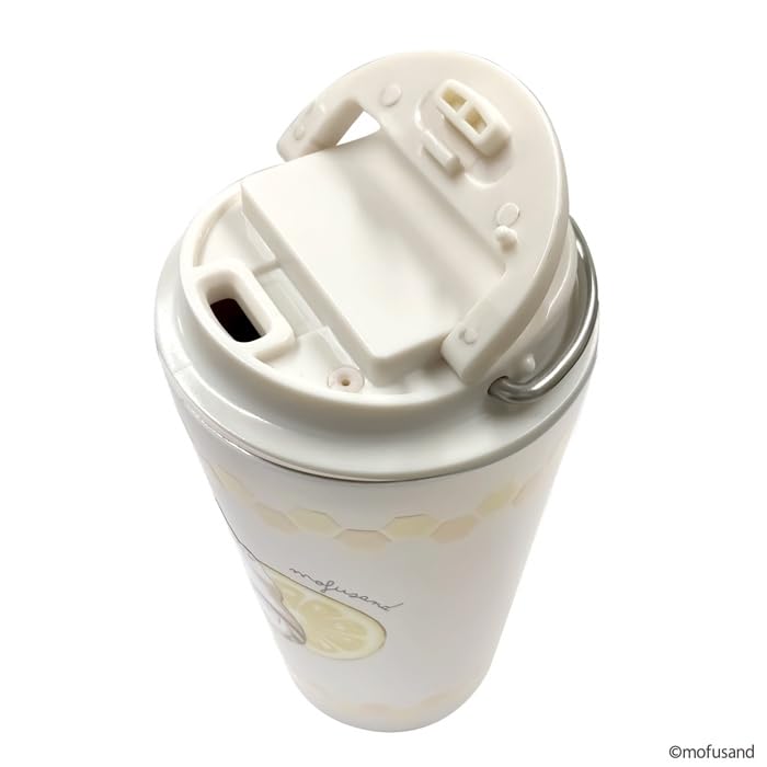 mofusand with Handle and Keeps Drinks Hot or Cute Cat Design Vacuum-Sealed Carry-On Tumbler, 360ml, "Mogitate Nyan" Design, Lid, Cold, (53-2181)