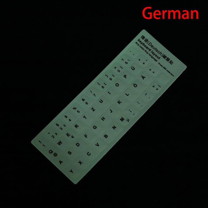 Luminous Keyboard Film Spanish,Russian,Arabic,French,English Etc Language Fluorescent Keyboard Letter Protective Stickers