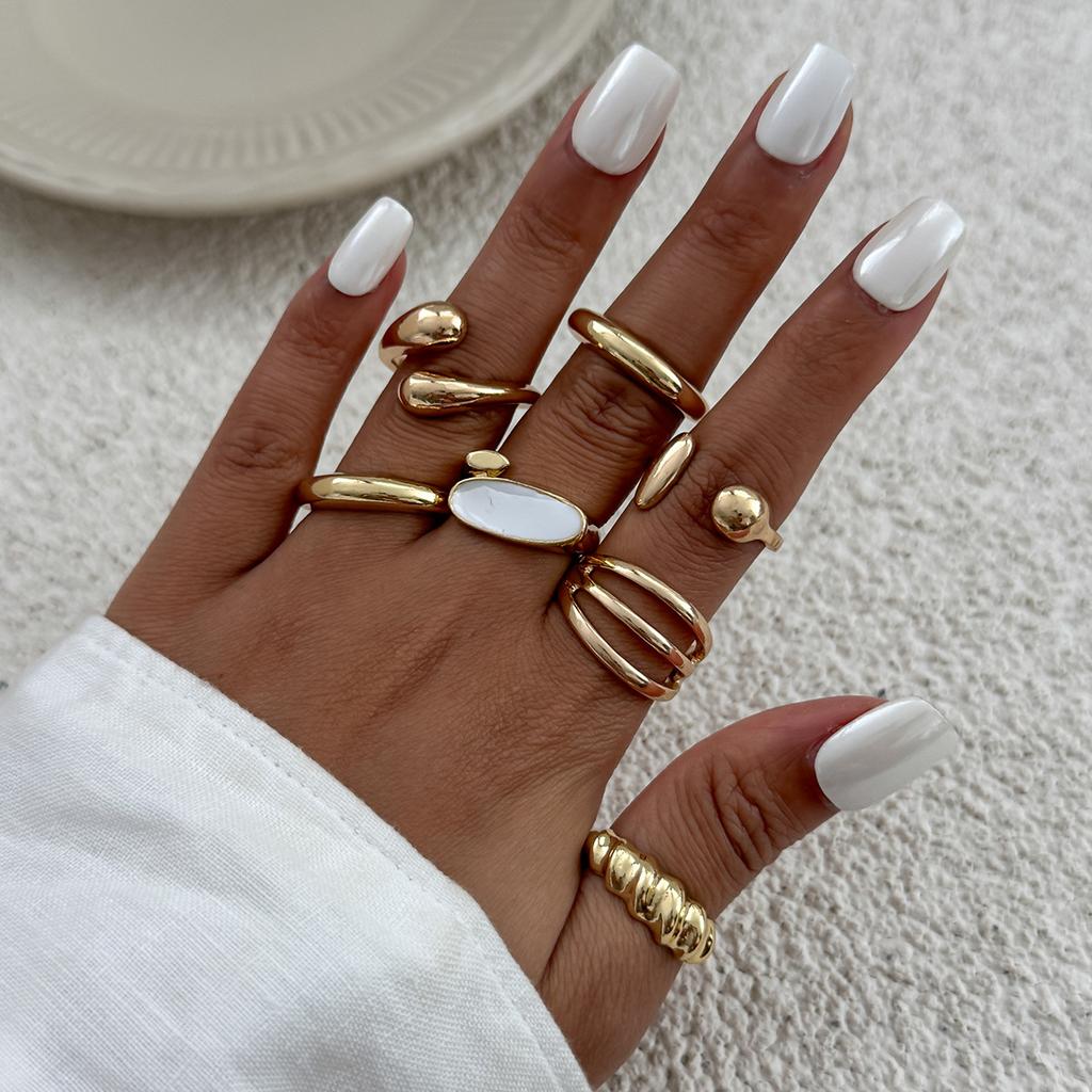 Irregular Exaggerated Punk Retro Ring Set Boho Hollow Out Jewelry Gifts Accessories for Woman Girl Geometric Metal Opening Rings Gold Silver Color