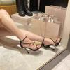 Star Style Metal Flowers Women Sandals Sexy Narrow Band Stiletto High Heels Gladiator Sandals Summer Fashion Party Prom Shoes