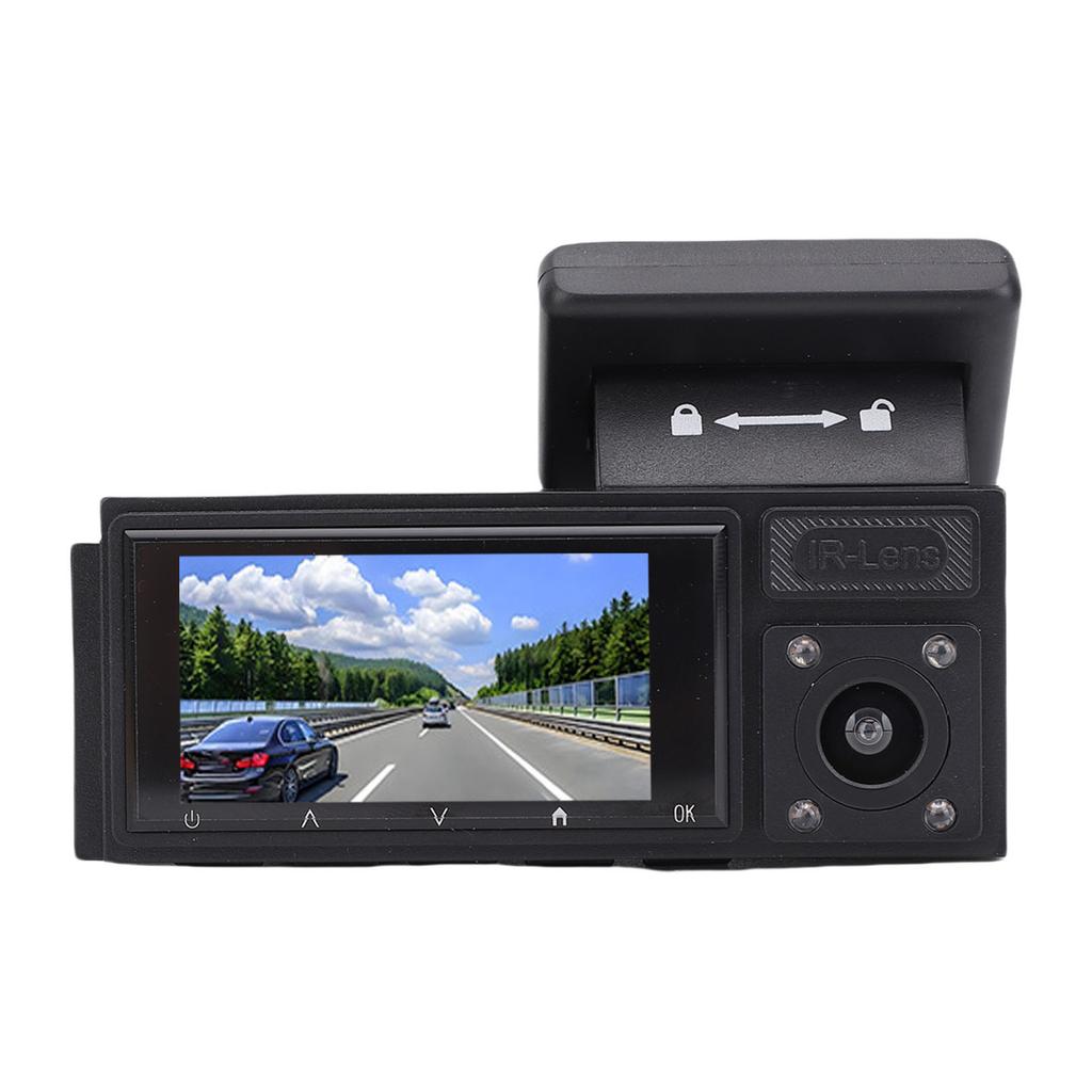 1080P Triple Dash Camera Front Rear Inside Driving Recorder with 2.0 HD Screen 170 degrees  Wide Angle Night Mode