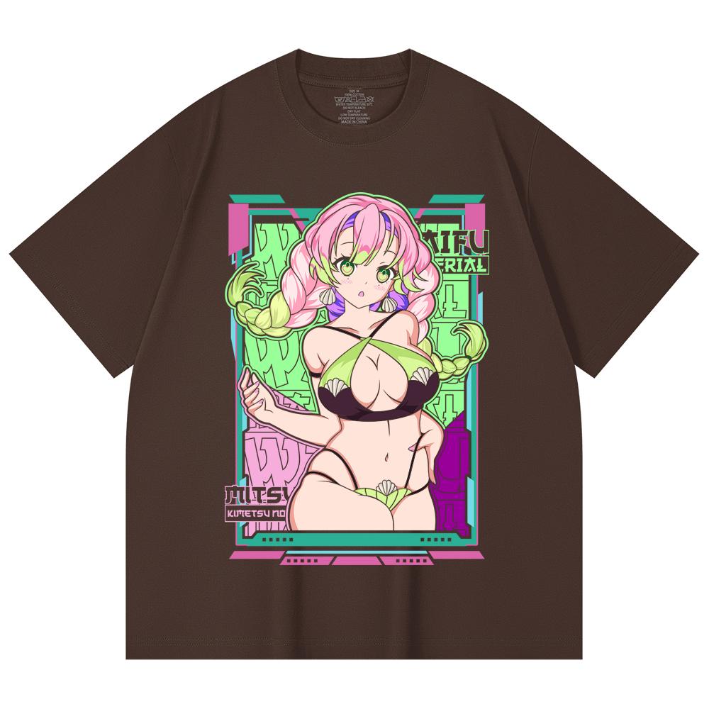 230 Gsm 100% Cotton Demon Slayer V53 Mitsuri Waifu Print Unisex Heavy Cotton T Shirt