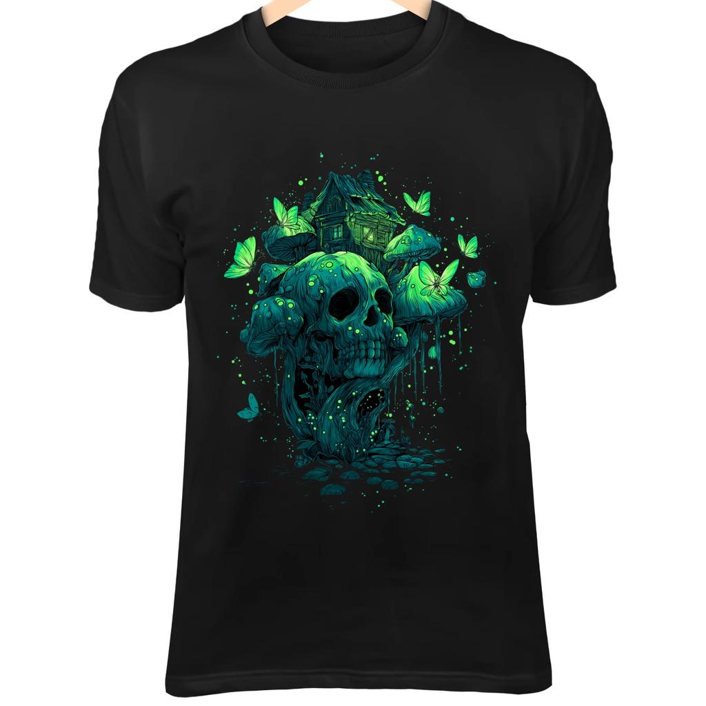 Skull Mushroom House - Glowing Fairy Cottage, Luminous Wings & Whimsical Fantasy