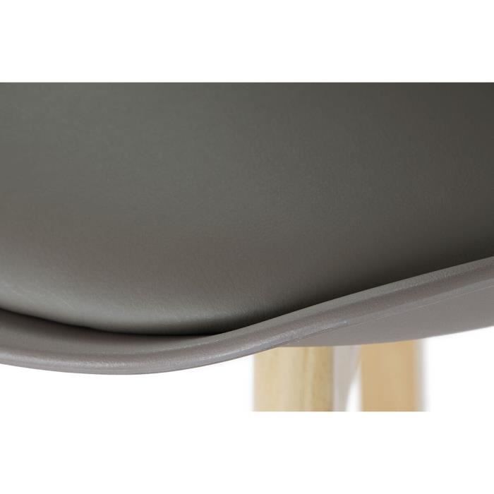 Tabouret de bar - Scandi - Hêtre - PU gris - 48,5 x 55 x 109 cm - Design moderne