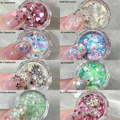 Super Sparkle Heart & Star Nail Glitter: Girly Sweet Source Series
