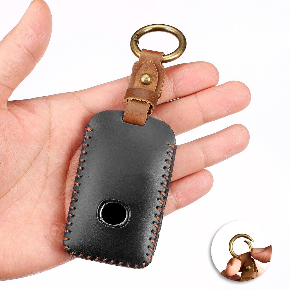 Genuine Leather Key Case Compatible for Mazda, Car Key Protector Japanese Auto Decoration Accessories, Fits 3 & 4 Button Keys