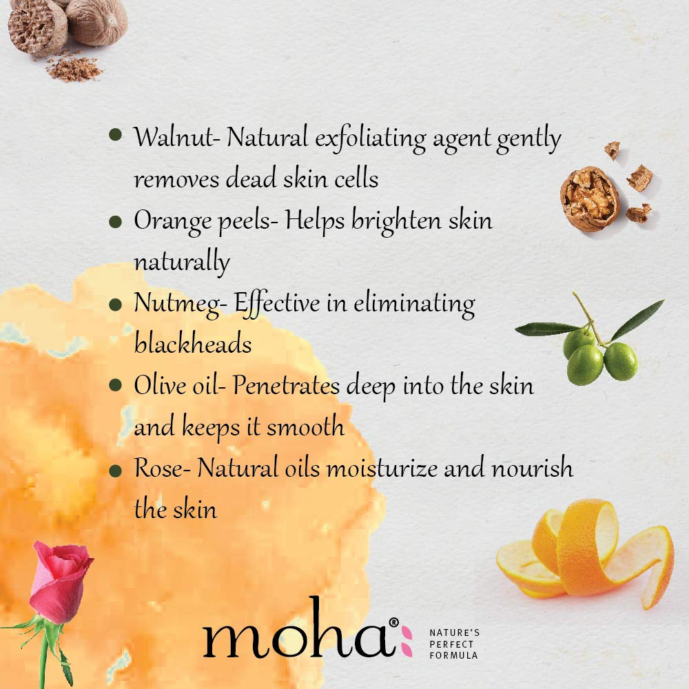 MOHA Walnut Face Scrub 100g Pack of 1 | Gentle Exfoliating Scrub for Glowing Skin & Smooth Texture