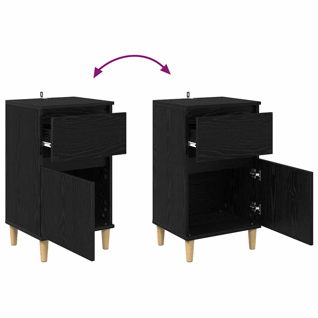 Nightstand Black Oak Effect 40 x 35 x 70 cm Wood Based Material