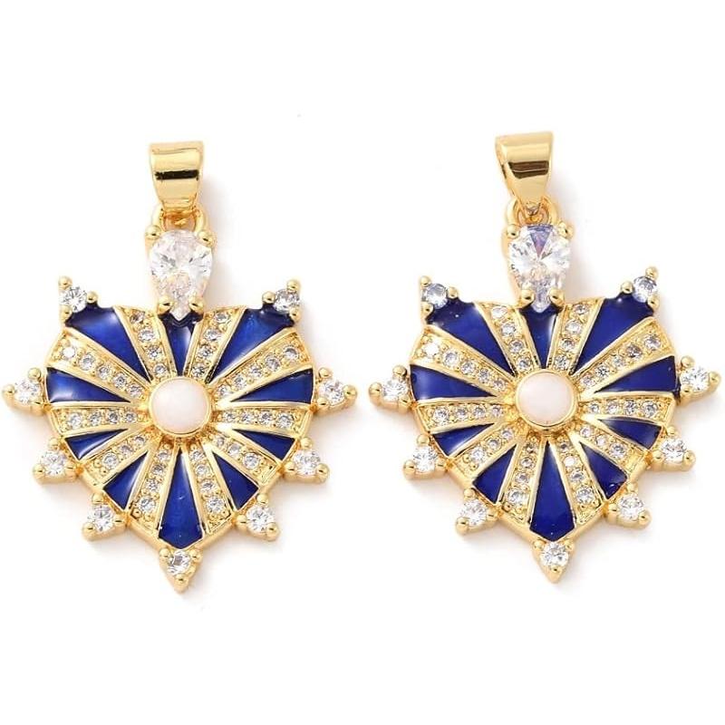 Ipotkitt 5Pcs Heart with Star Brass Micro Pave Cubic Zirconia Diffuser Locket Charm Pendants Openable Ornaments for DIY Making - 19.5x22.5mm