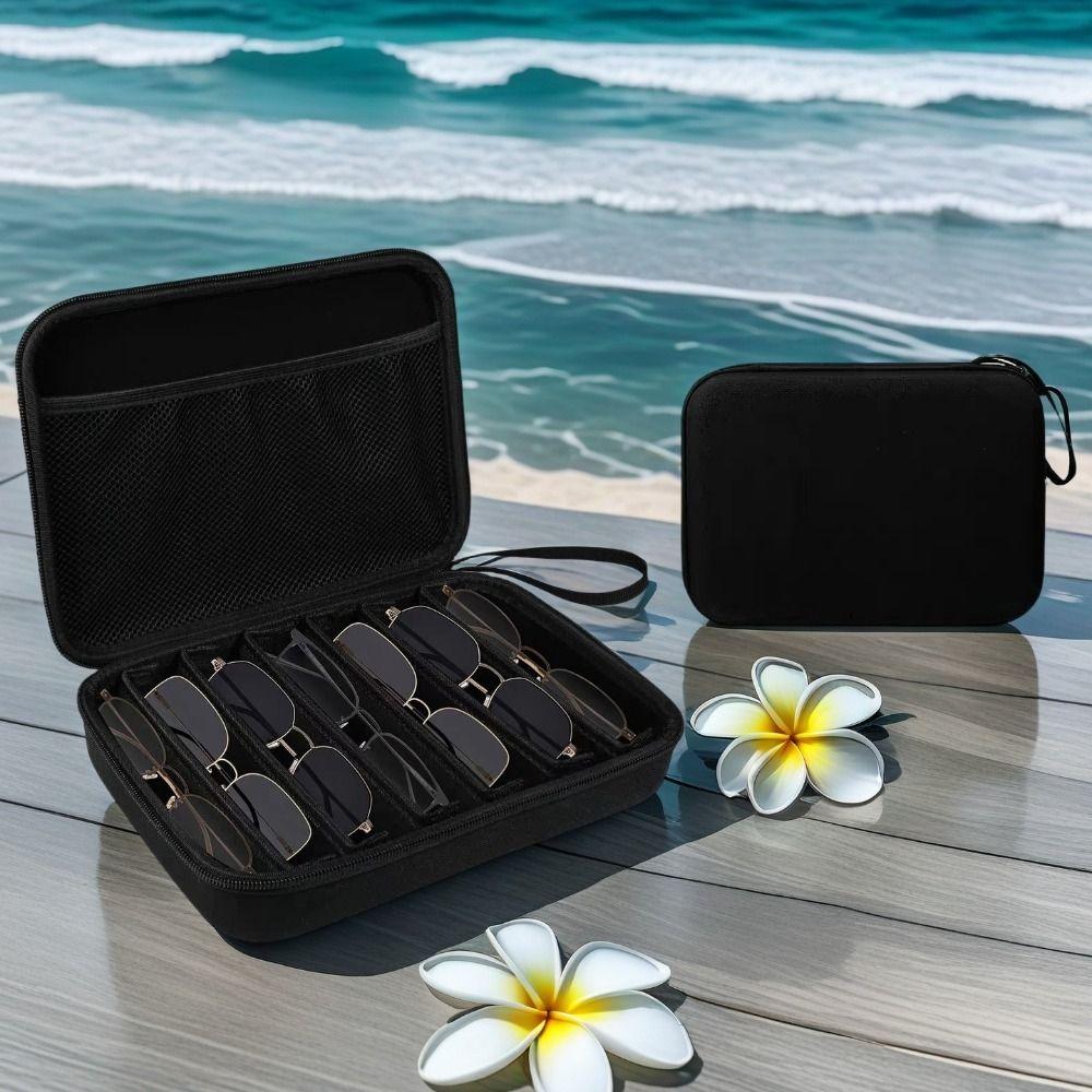 Portable Glasses Case 4/5/7/8 Slots Travel Sunglasses Organizer Sunglasses Cases  For Women Men