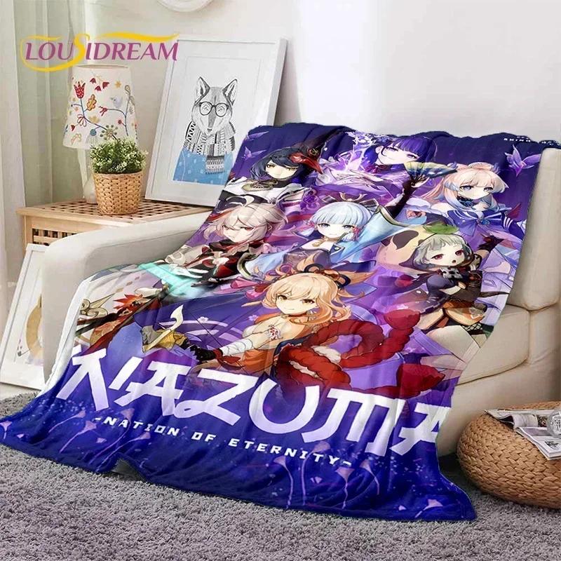 3D Niedliche Genshin Impact Cartoon Spiel Weiche Flanelldecke für Betten Schlafzimmer Sofa Picknick, Überwurfdecke für Outdoor-Freizeit Nickerchen Geschenk