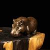 Vintage Purple Hippopotamus Statue Copper Craft River Horse Ornament Feng Shui Home Decoration Accessories Desk Decor Gift
