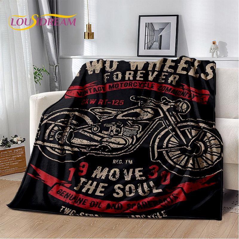 3D Retro Vintage Motorcycle Soft Plush Blanket,Flannel Blanket Throw Blanket for Living Room Bedroom Cover Beds Sofa Picnic