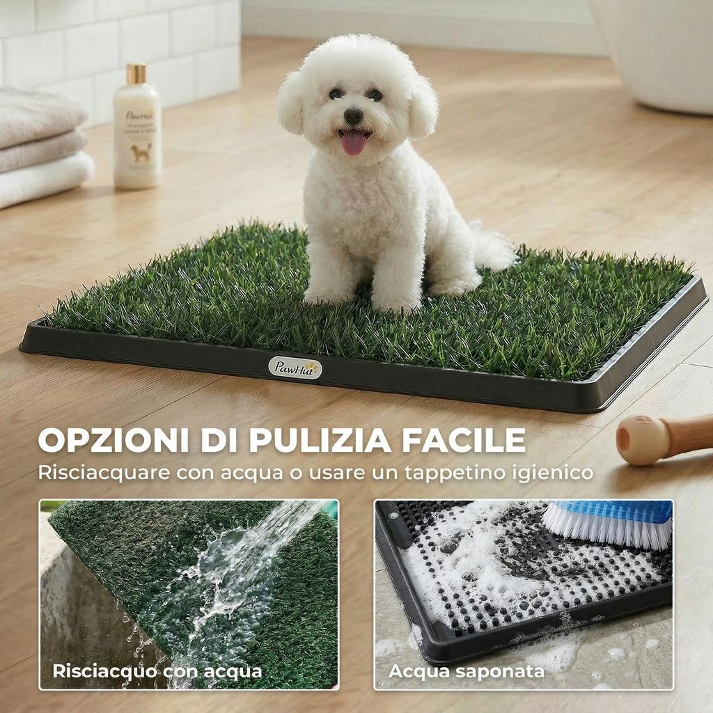 Dog Mat with Tray and Artificial Grass, 63 x 50.5 cm, Green