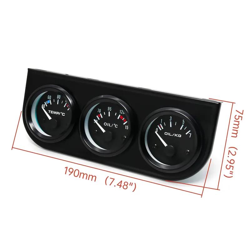 3IN1 Water Temperature Meter+Oil Temp Gauge+Oil Pressure Gauge with Radiator Hose Adapter 26MM-40MM Car Triple Meter Kits 12V