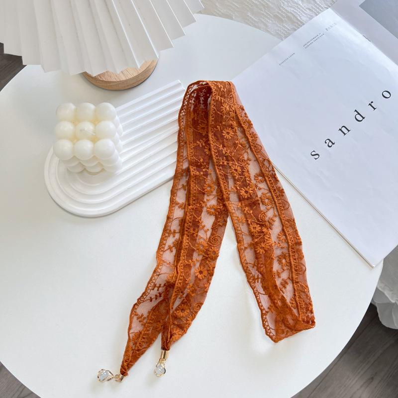 

Женская нежная повязка для волос с подвеской из кружева «Дейзи», многофункциональный шарф, шелковый шарф, пояс, длинная тонкая узкая лента