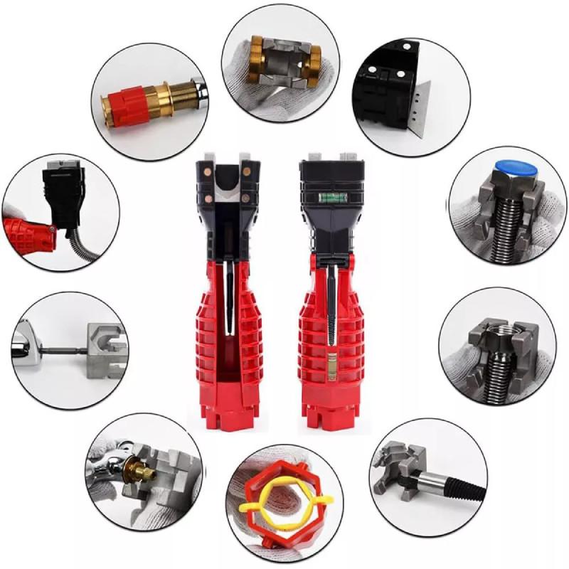 Multifunktionales 18-in-1 Spülbecken-Schlüsselwerkzeug für Wasserhahn, Heizung und Badezimmerinstallation