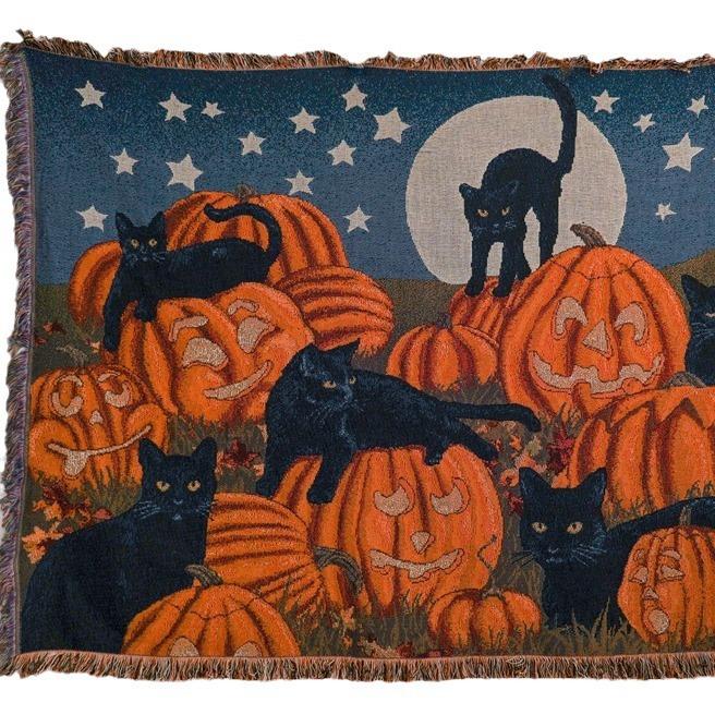 Halloween Style Tassel Blanket Single Person Full Cover Sofa Towel Picnic Mat For Comfortable Outdoor Indoor Relaxation