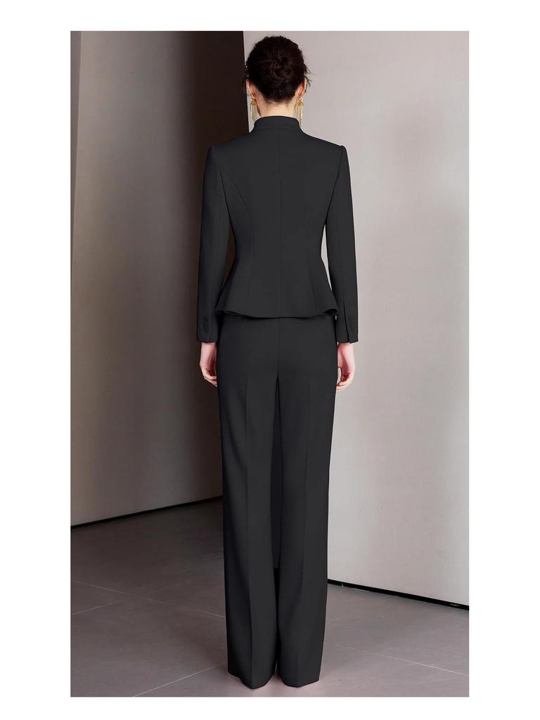 AD Winter Damen High-End Pink Wollmischung Blazer & Hosen Set - Elegantes Professionelles Outfit