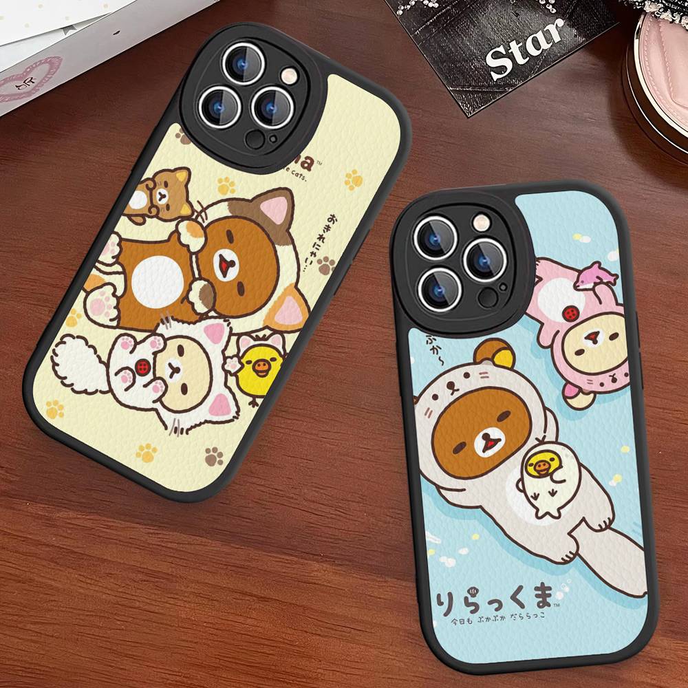 Rilakkuma Anime Niedliche Cartoon Handyhülle Für IPhone 16 15 14 13 12 11 Pro Max Plus 16E Weiche Lederhülle