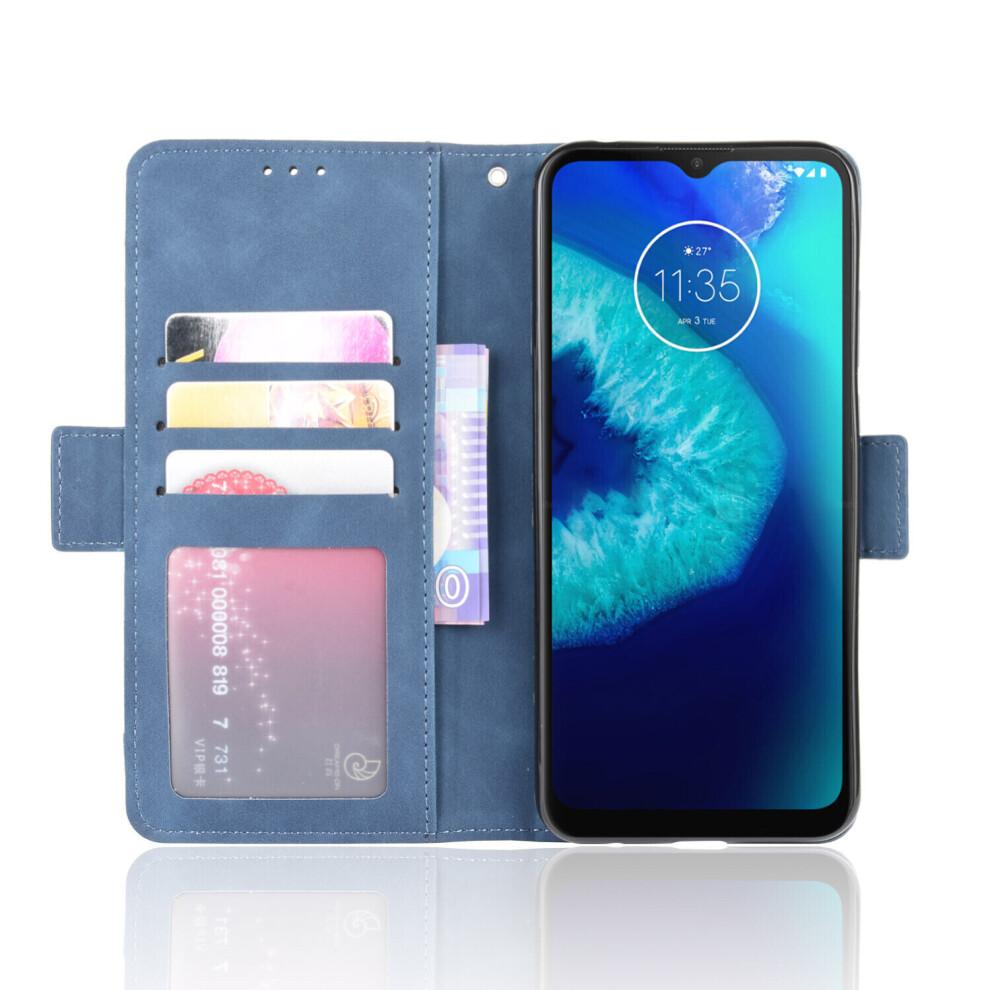 Case for Motorola MOTO G8 Power Lite Cover Adjustable Detachable Card Holder Magnetic closure Leather Wallet Case - Blue