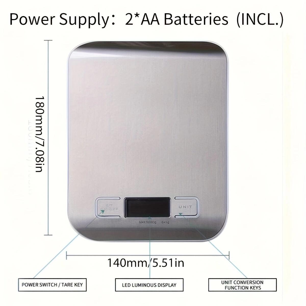 

Бытовые кухонные весы из нержавеющей стали Весы для взвешивания продуктов Диетический баланс Измерительные ЖК-дисплей Прецизионные электронные весы 10 кг 10Kg